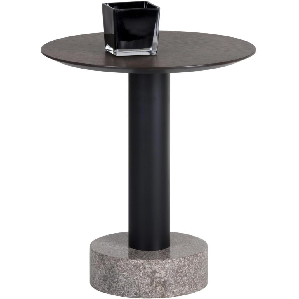 Monaco End Table - Black - Grey Marble / Raw Umber