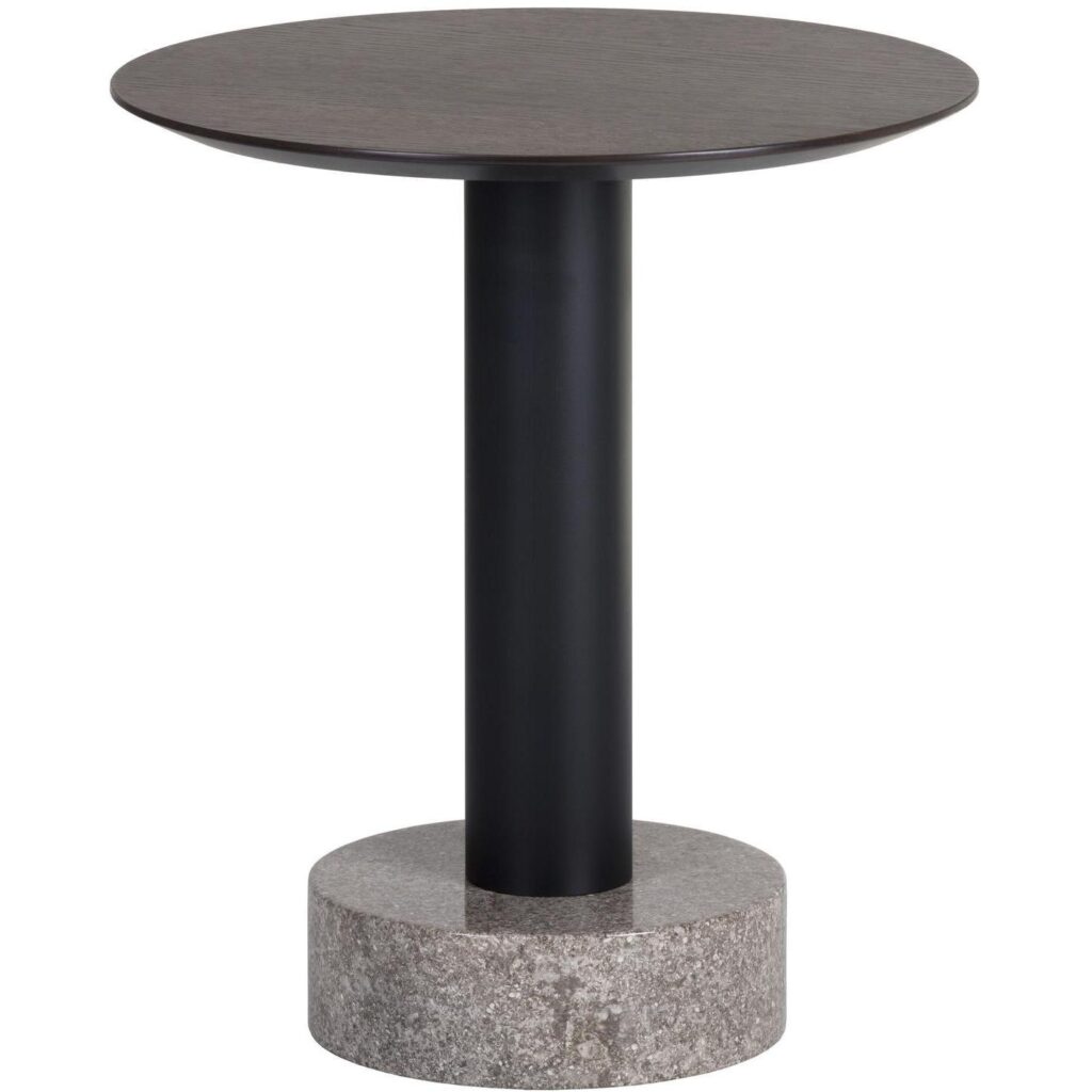 Monaco End Table - Black - Grey Marble / Raw Umber - Image 2