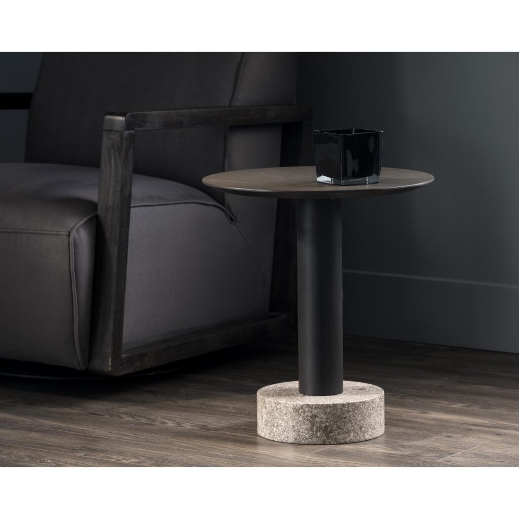 Monaco End Table - Black - Grey Marble / Raw Umber - Image 3