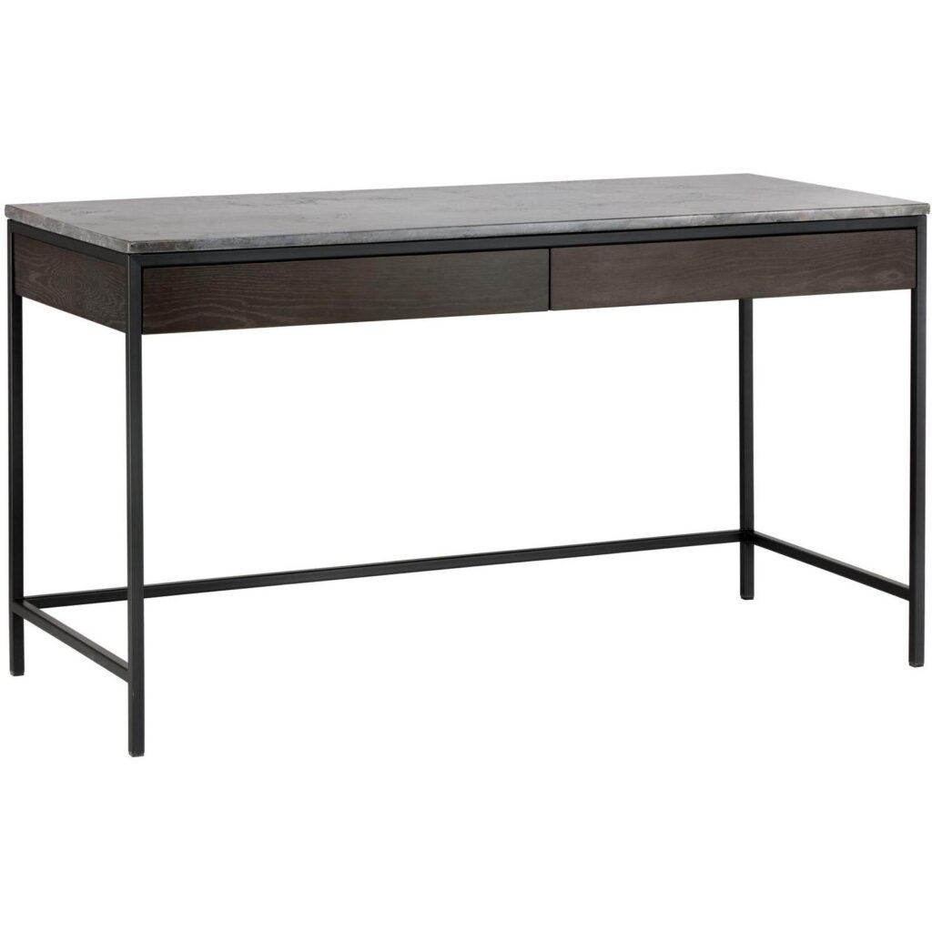 Stamos Desk - Black - Grey Marble / Charcoal Grey - Image 2