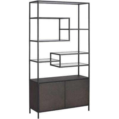 Stamos Bookcase - Black - Charcoal Grey 104636 104636 STAMOS BOOKCASE BLACK CHARCOAL GREY 1