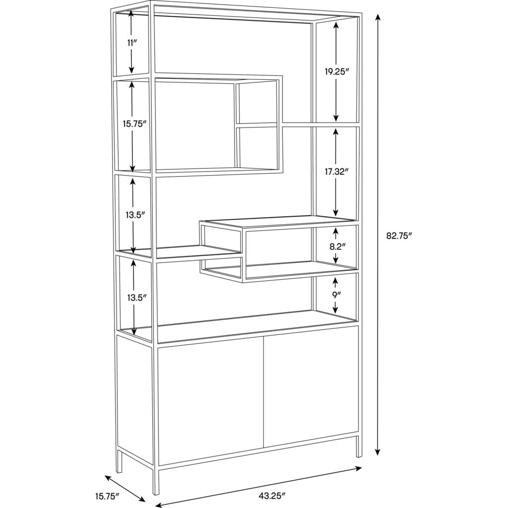 Stamos Bookcase - Black - Charcoal Grey - Image 6