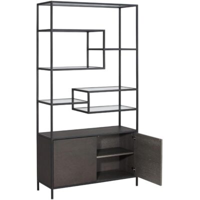 Stamos Bookcase - Black - Charcoal Grey 104636 104636 STAMOS BOOKCASE BLACK CHARCOAL GREY 2