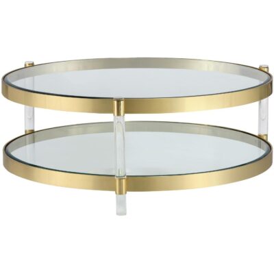 York Coffee Table - Brass 104809 104809 YORK COFFEE TABLE ANTIQUE BRASS LUCITE 1