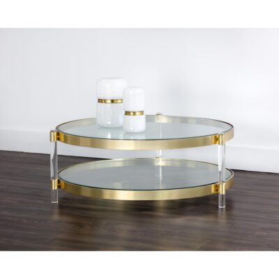 York Coffee Table - Brass 104809 104809 YORK COFFEE TABLE ANTIQUE BRASS LUCITE 5