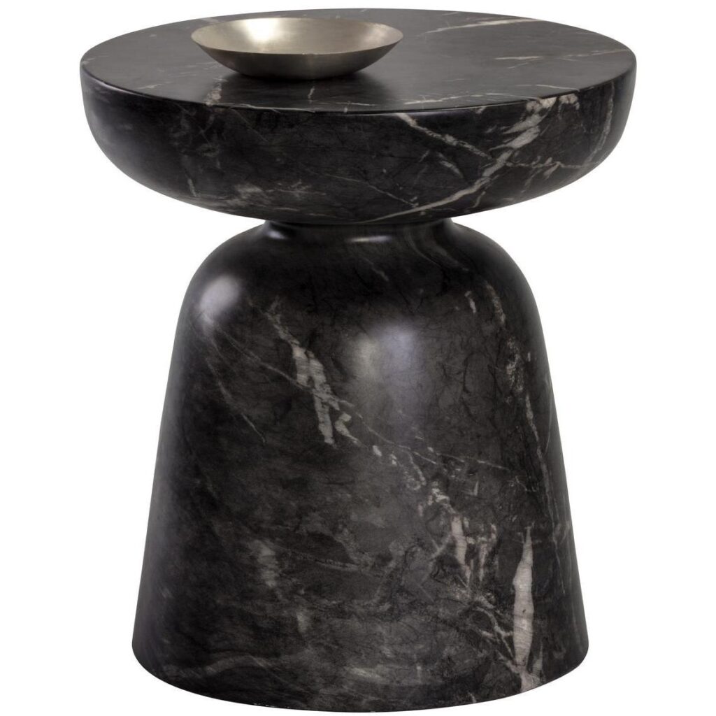 Lucida End Table - Marble Look - Black