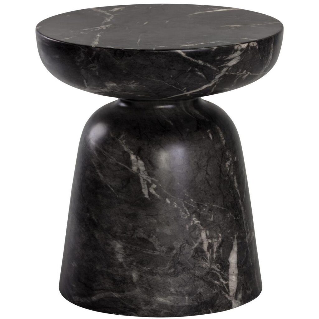 Lucida End Table - Marble Look - Black - Image 2