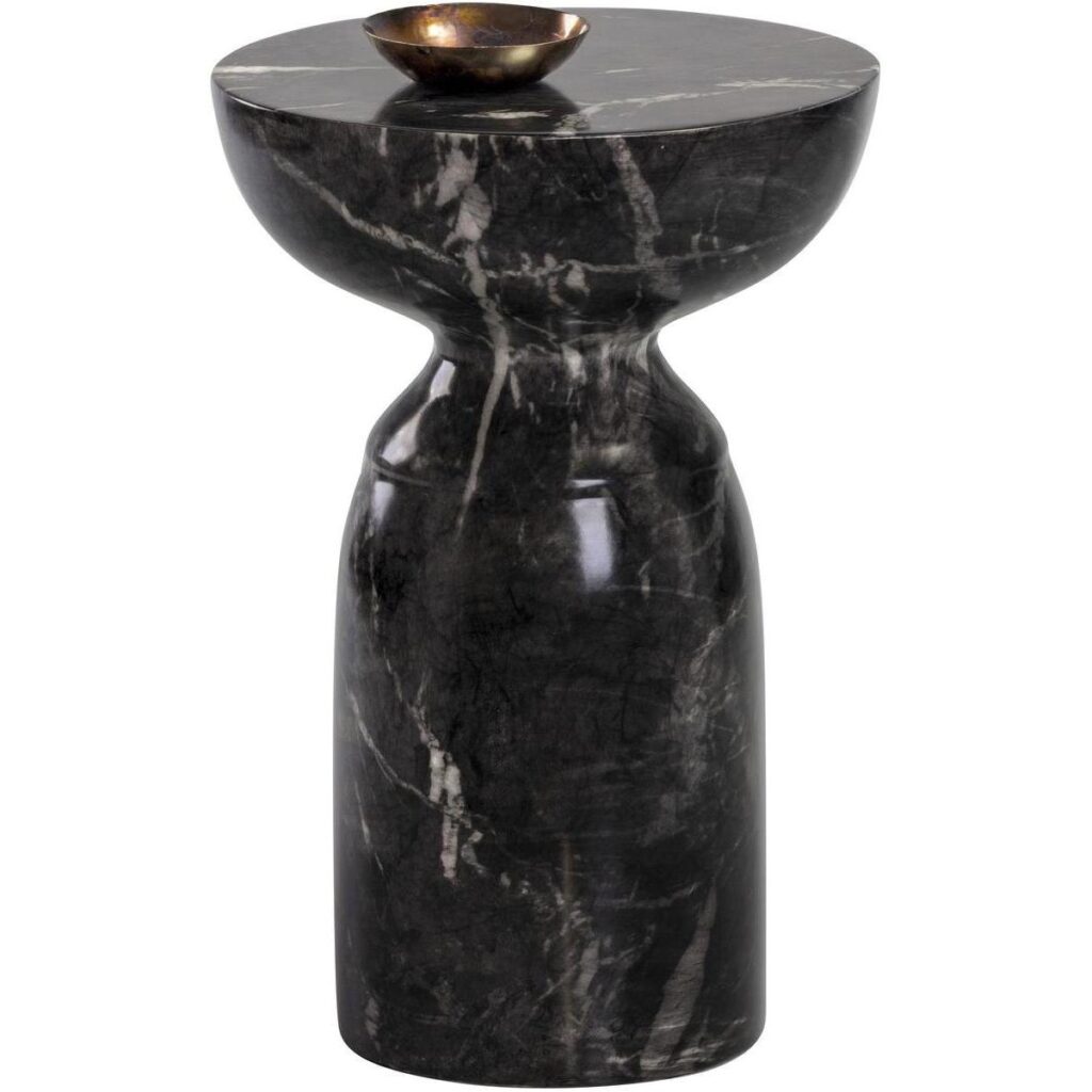 Goya End Table - Marble Look - Black