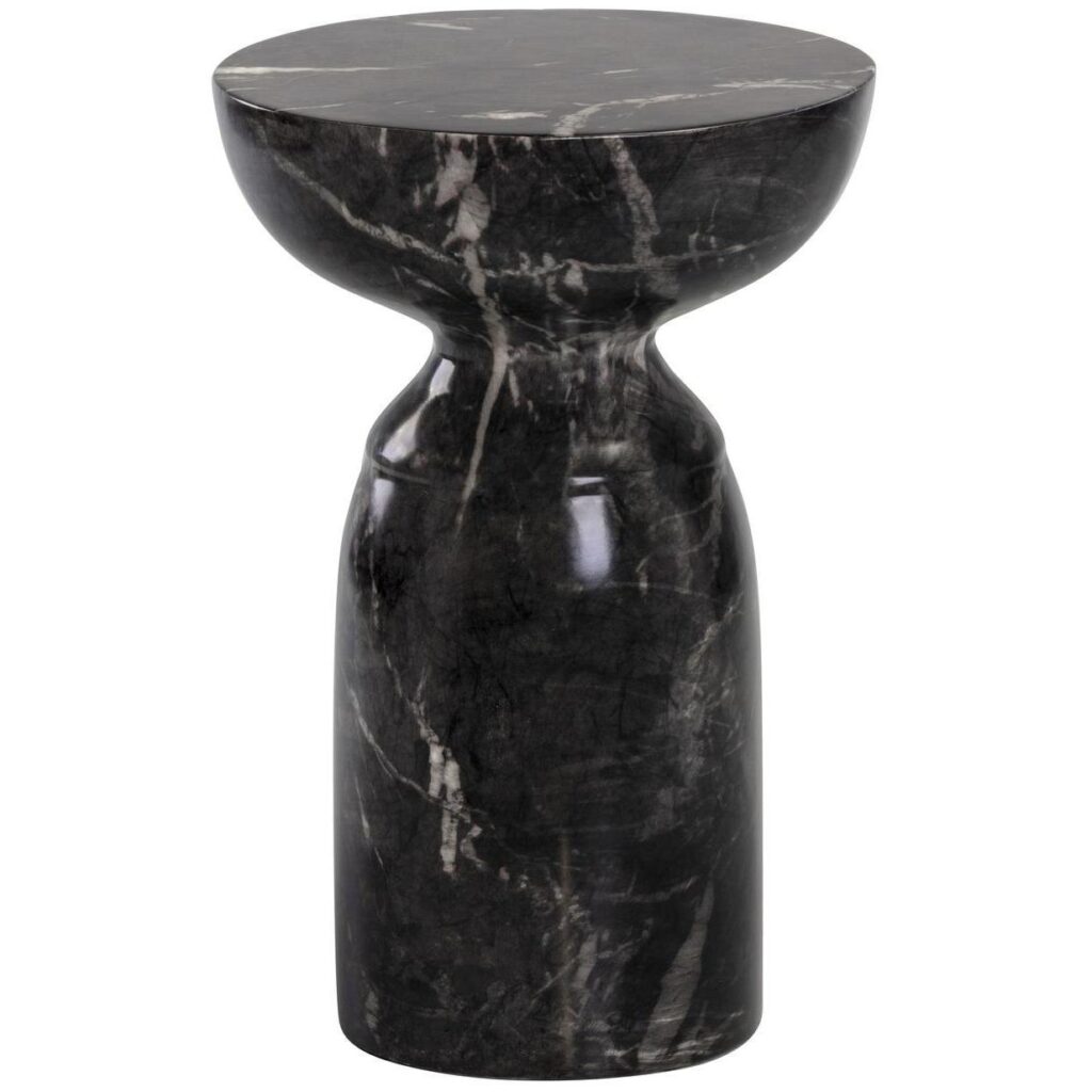 Goya End Table - Marble Look - Black - Image 2