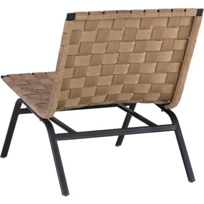 Omari Lounge Chair - Suede Light Tan Leather 105033 105033 OMARI LEATHER WEAVE CHAIR BLACK TAN 3