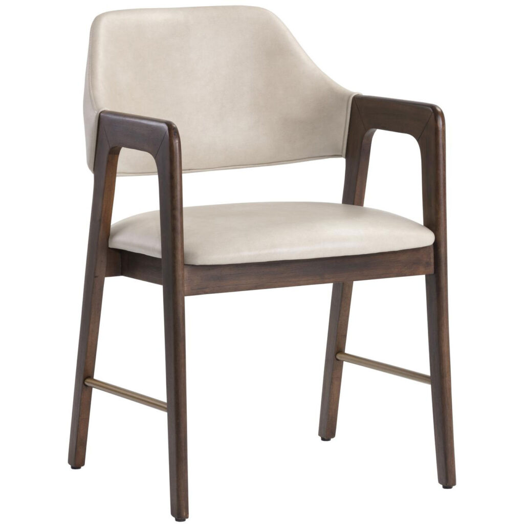 Milton Dining Armchair - Smoke Acacia - Bravo Cream