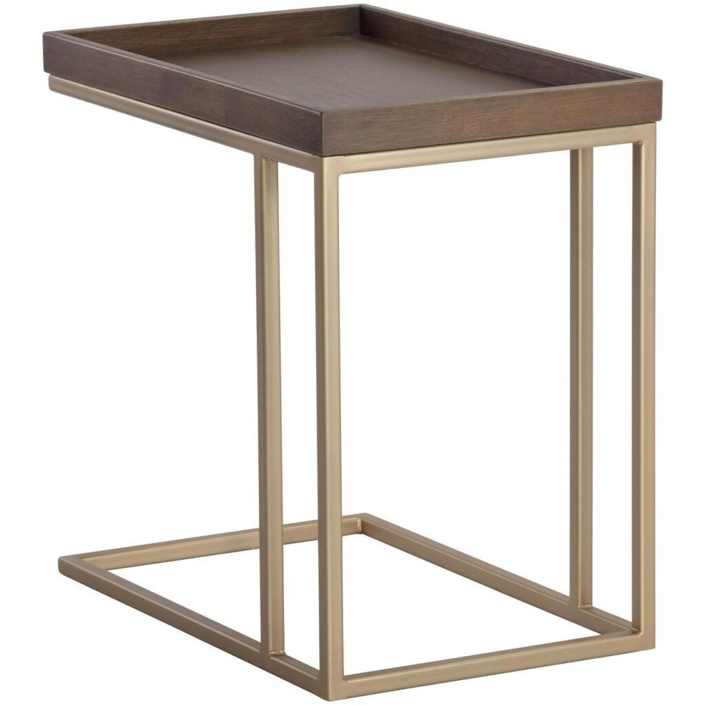 Arden C-Shaped End Table - Gold - Raw Umber - Image 3