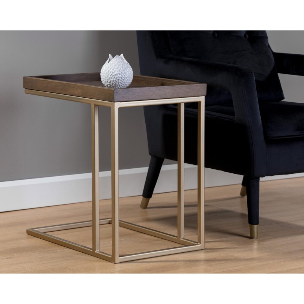 Arden C-Shaped End Table - Gold - Raw Umber - Image 4