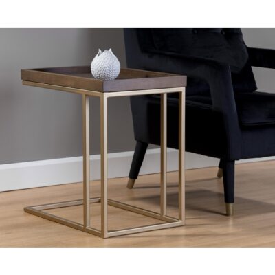 Arden C-Shaped End Table - Gold - Raw Umber 105235 105235 ARDEN C HAPED END TABLE GOLD RAW UMBER 5