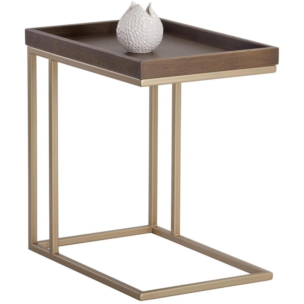 Arden C-Shaped End Table - Gold - Raw Umber