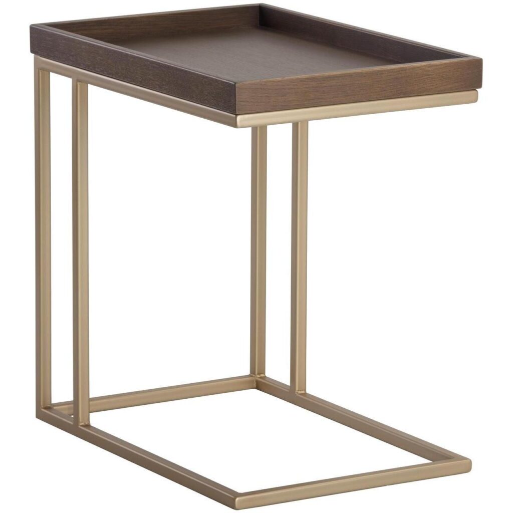 Arden C-Shaped End Table - Gold - Raw Umber - Image 2