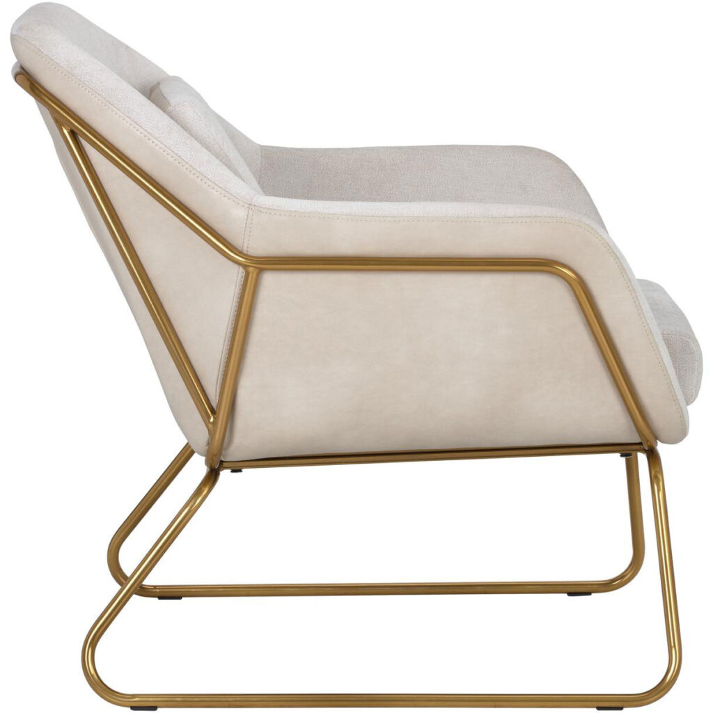 Watts Lounge Chair - Gold - Polo Club Muslin / Bravo Cream - Image 3