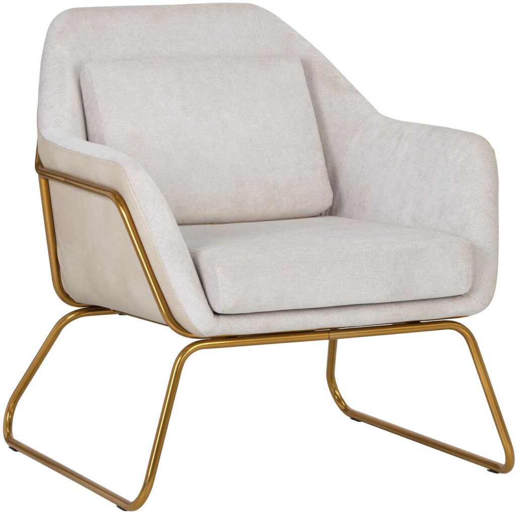 Watts Lounge Chair - Gold - Polo Club Muslin / Bravo Cream