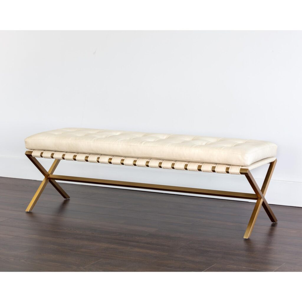 Kenji Bench - Small - Gold - Bravo Cream - Image 4