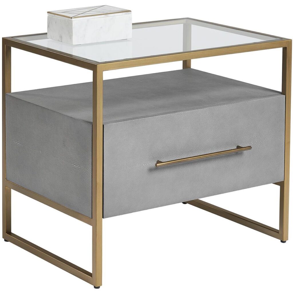 Venice Nightstand - Grey Shagreen