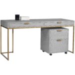 Jiro Desk - Grey Shagreen 16 Jiro Desk - Grey Shagreen 105443 105443 JIRO DESK 105444 FILE CABINET