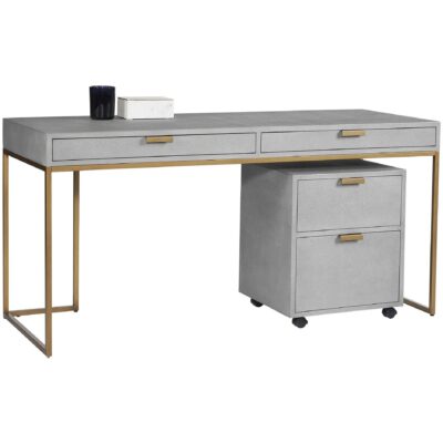 Jiro Desk - Grey Shagreen 105443 105443 JIRO DESK 105444 FILE CABINET