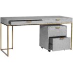 Jiro Desk - Grey Shagreen 18 Jiro Desk - Grey Shagreen 105443 105443 JIRO DESK 105444 FILE CABINET 2