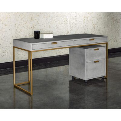 Jiro Desk - Grey Shagreen 105443 105443 JIRO DESK 105444 FILE CABINET 5