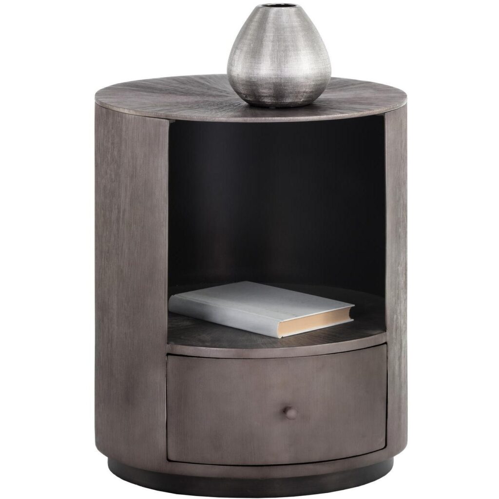 Siena Nightstand - Round - Gunmetal