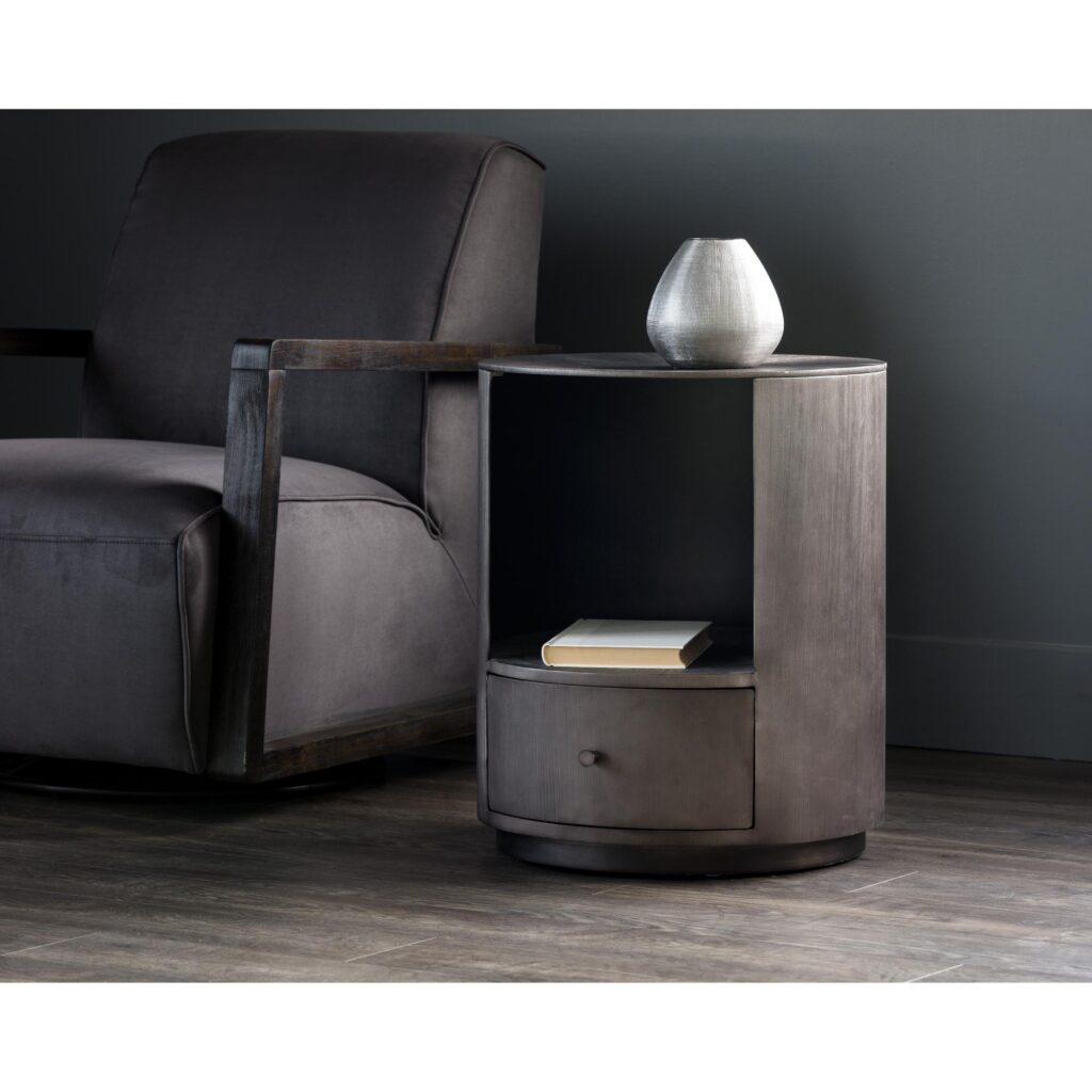 Siena Nightstand - Round - Gunmetal - Image 5