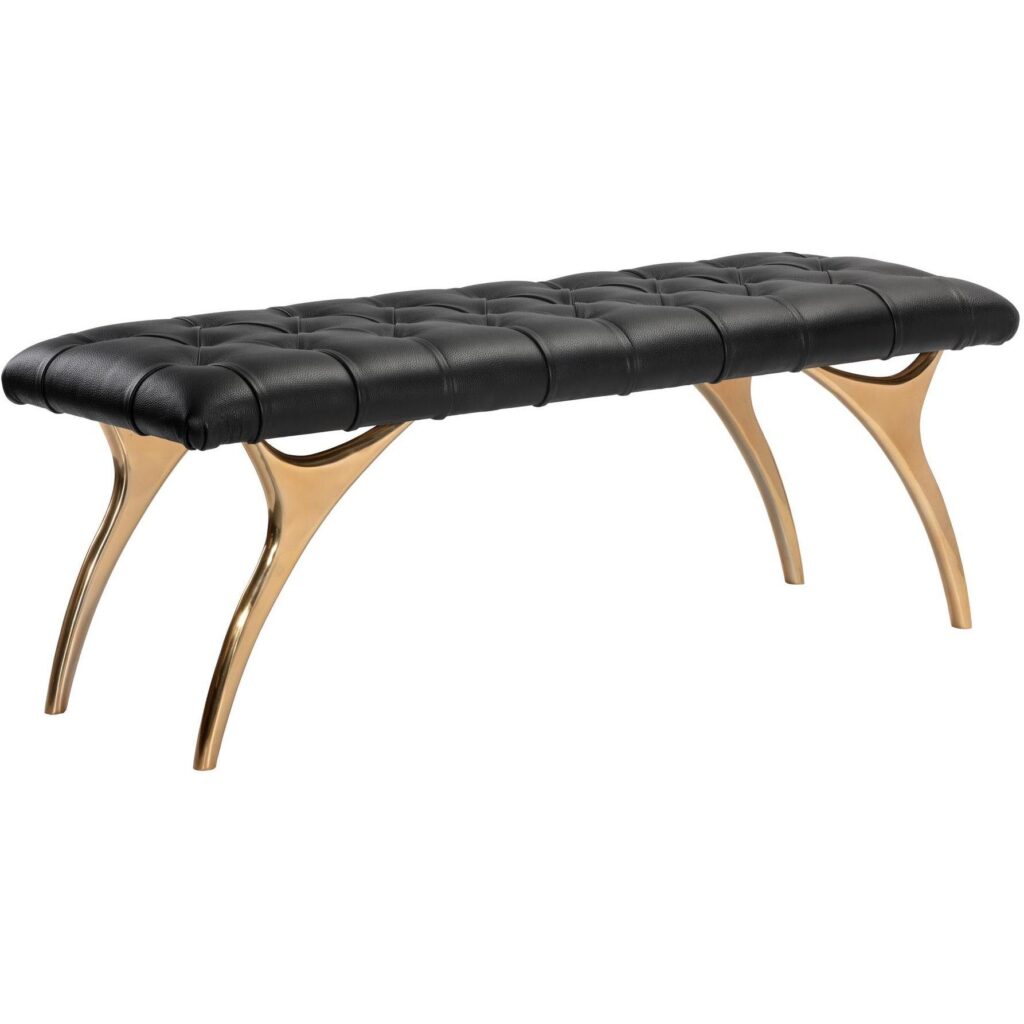 Taylen Bench - Black Leather