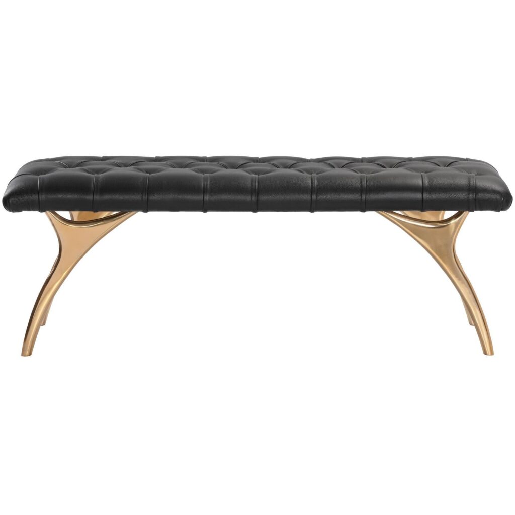 Taylen Bench - Black Leather - Image 2