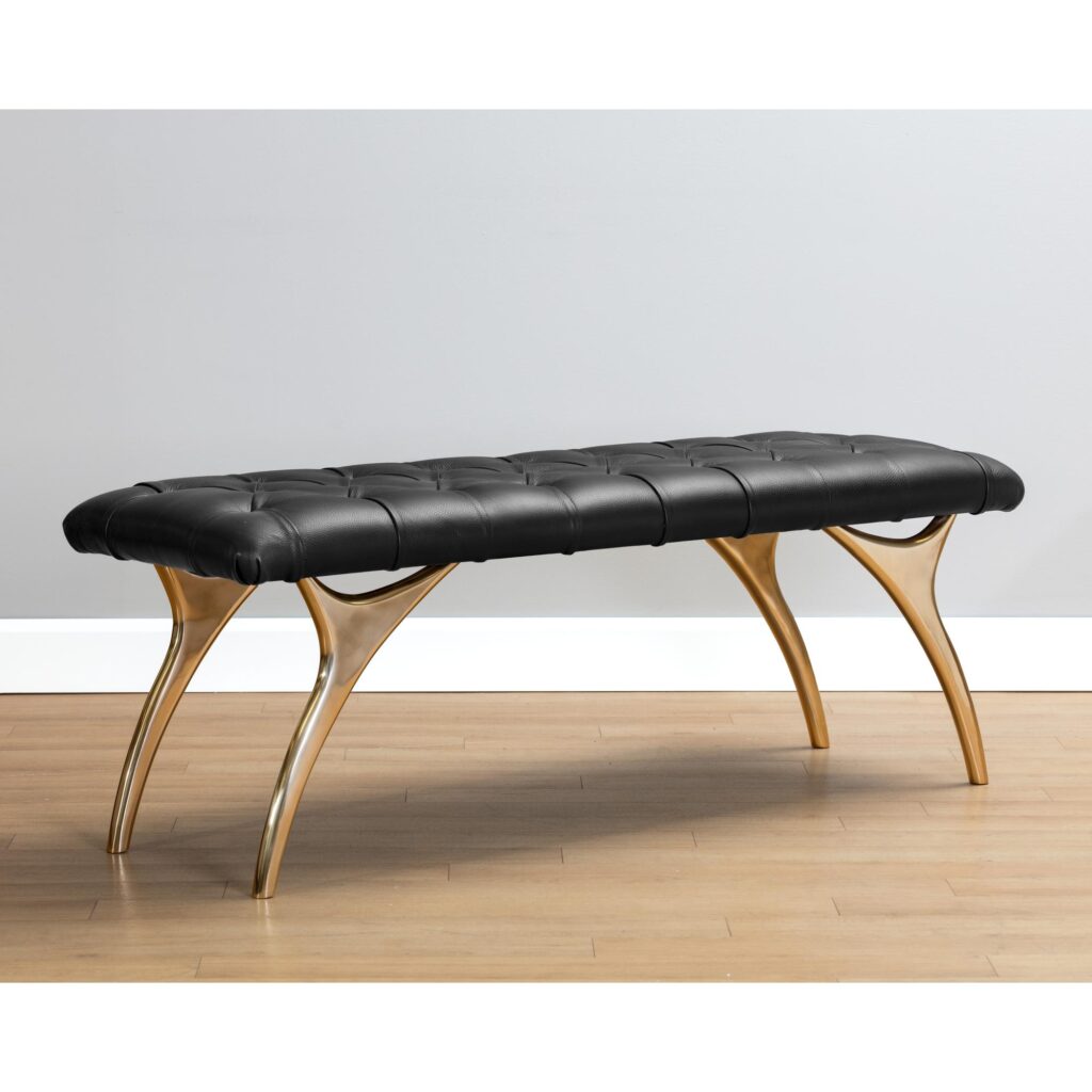 Taylen Bench - Black Leather - Image 3