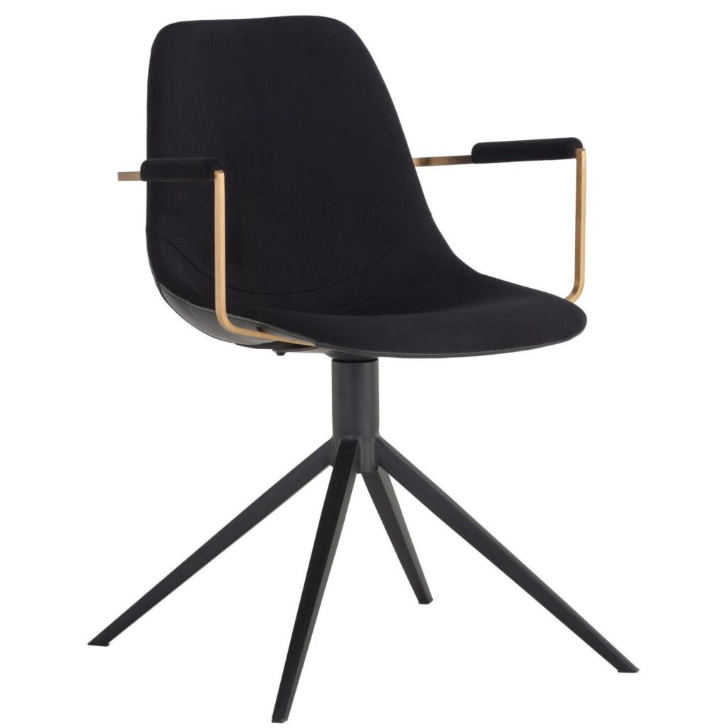 Cassius Swivel Dining Armchair - Abbington Black / Bravo Black