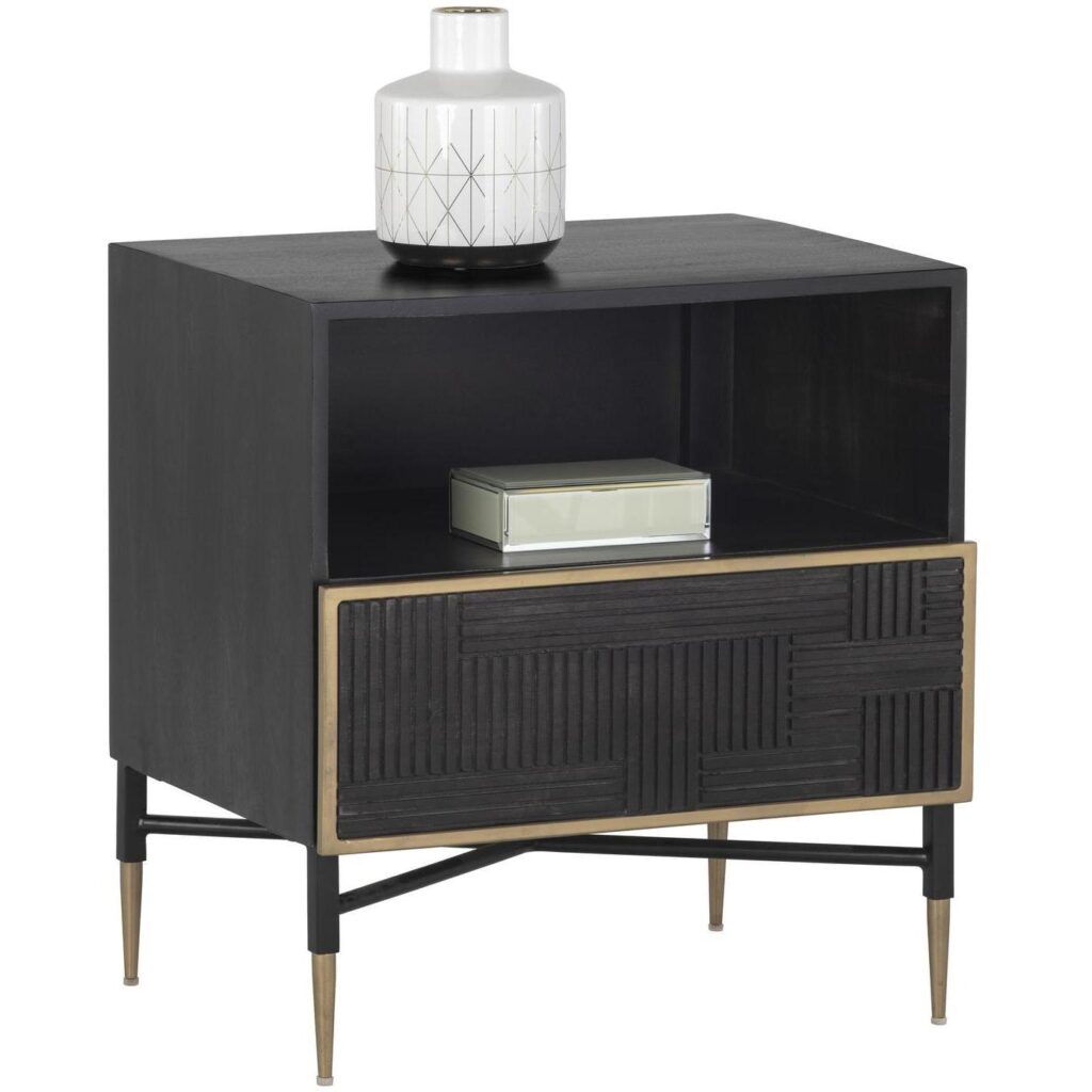 Markwood Nightstand - Brass - Dark Brown