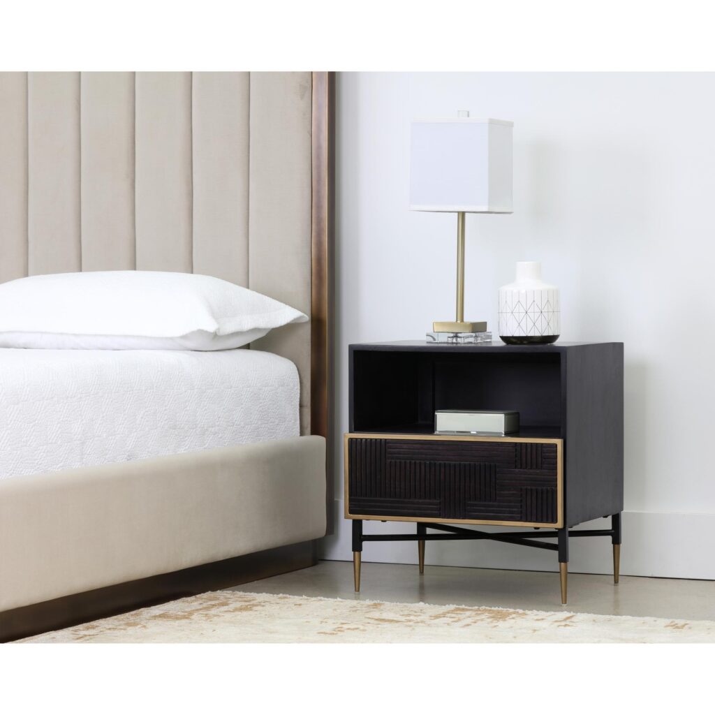 Markwood Nightstand - Brass - Dark Brown - Image 4