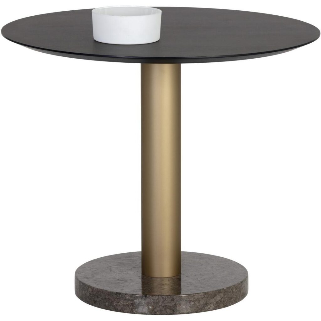 Monaco Bistro Table - Gold - Grey Marble / Charcoal Grey - 35.5"