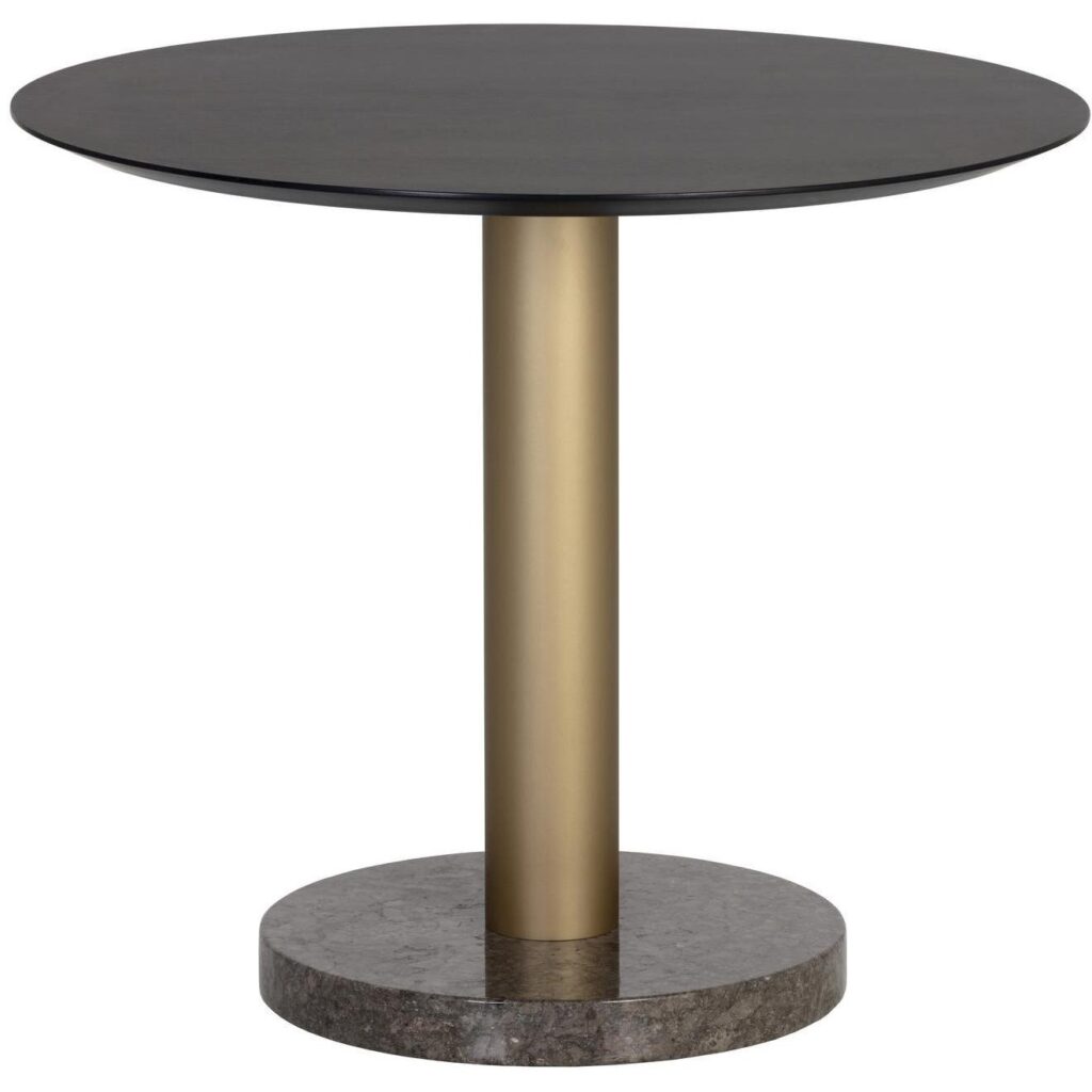 Monaco Bistro Table - Gold - Grey Marble / Charcoal Grey - 35.5" - Image 2