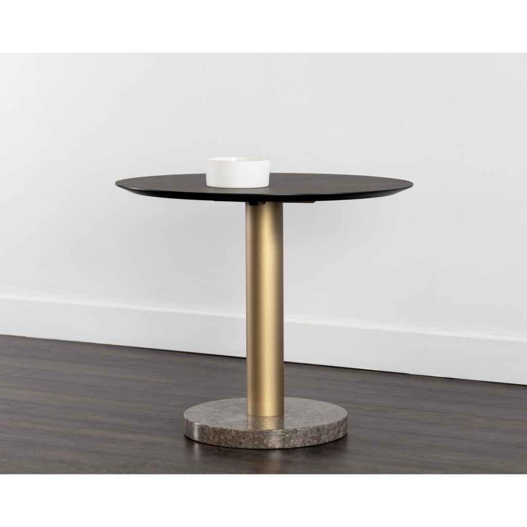 Monaco Bistro Table - Gold - Grey Marble / Charcoal Grey - 35.5" - Image 3