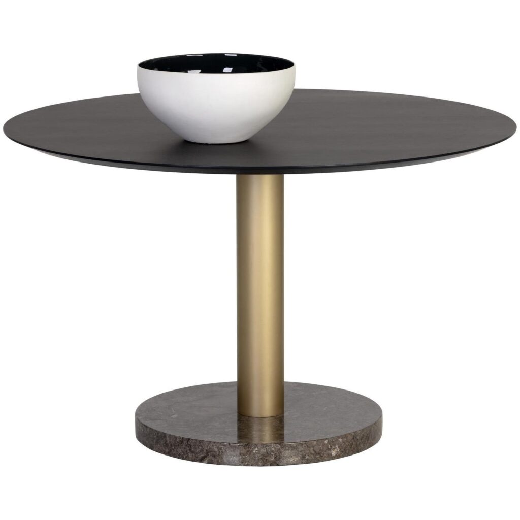 Monaco Dining Table - Gold - Grey Marble / Charcoal Grey - 48"