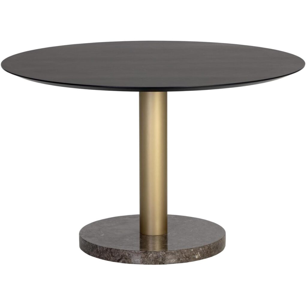 Monaco Dining Table - Gold - Grey Marble / Charcoal Grey - 48" - Image 2