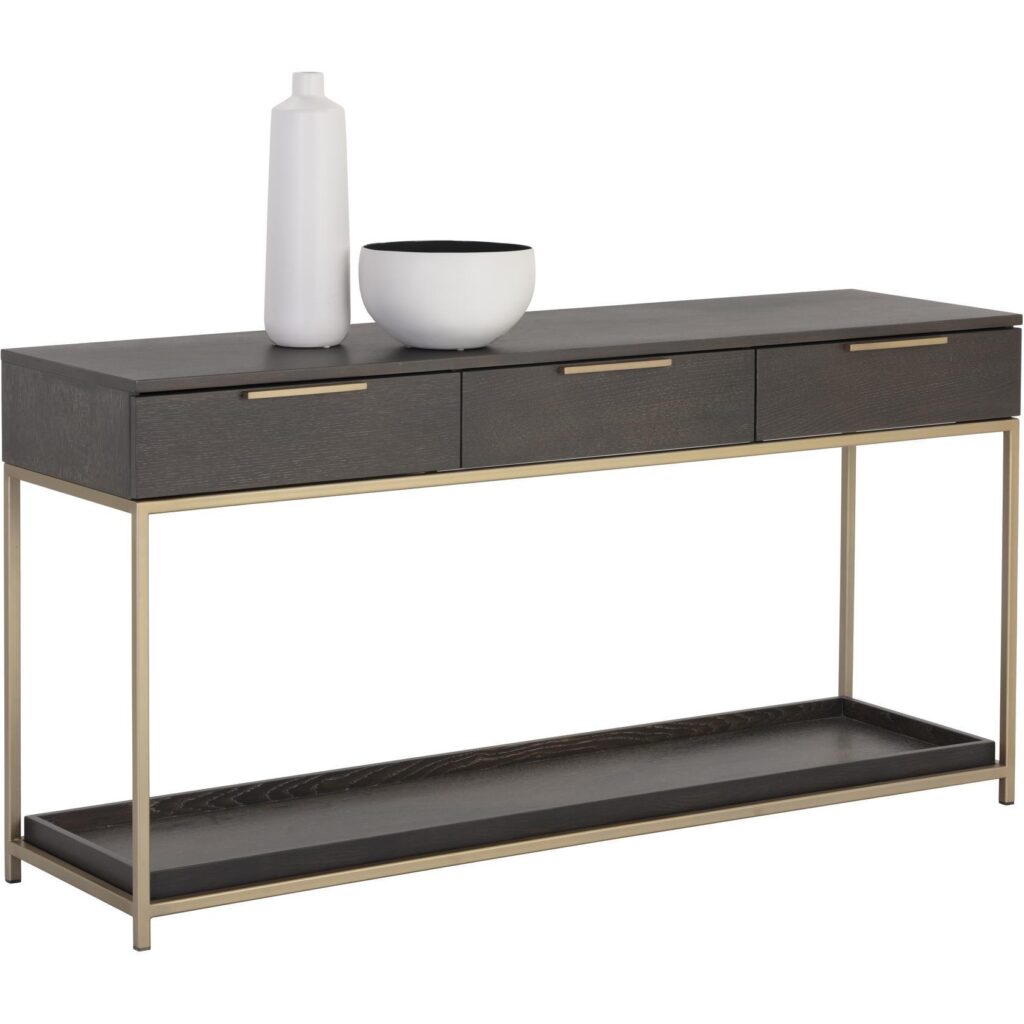 Rebel Console Table With Drawers  - Gold - Charcoal Grey - Image 3