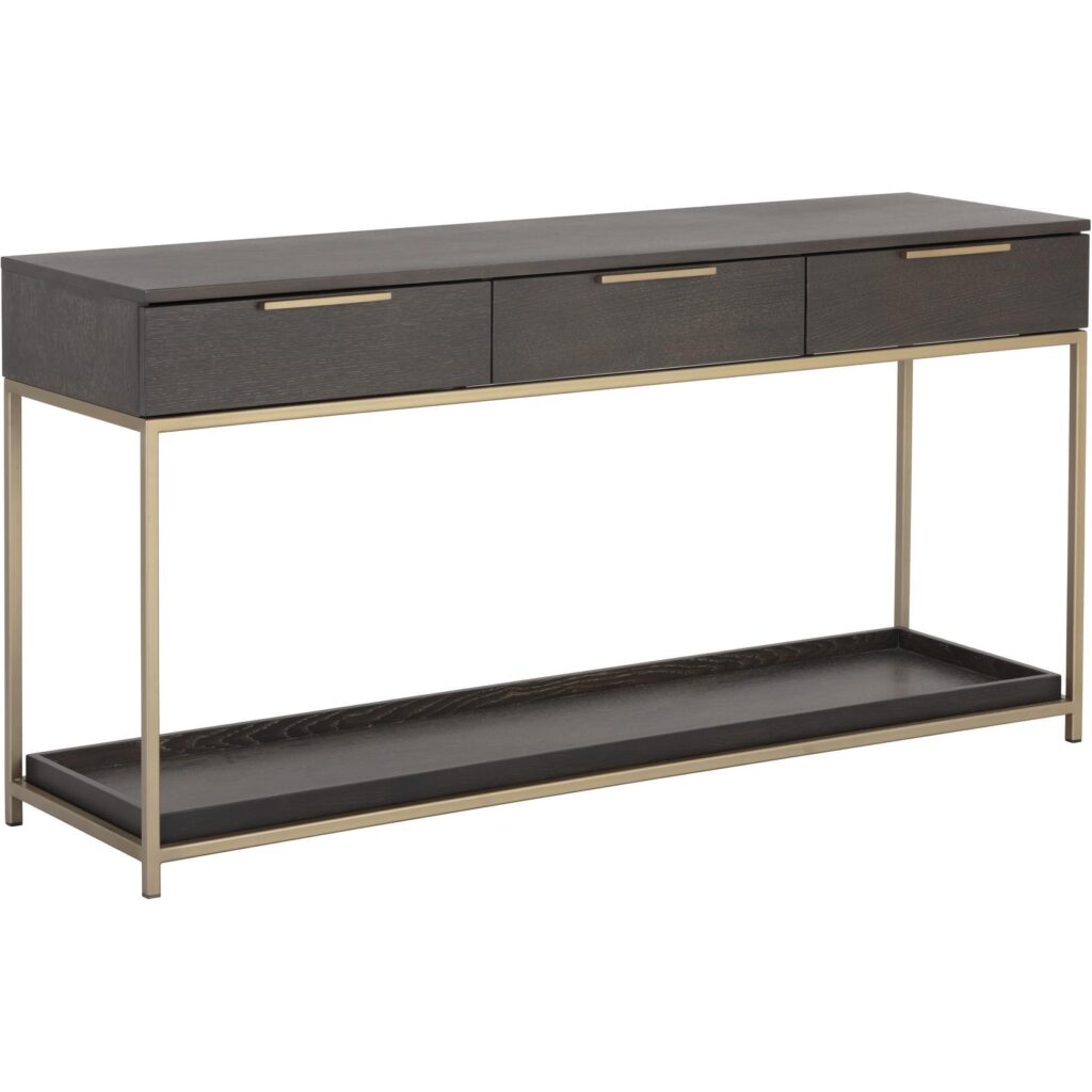 Rebel Console Table With Drawers  - Gold - Charcoal Grey