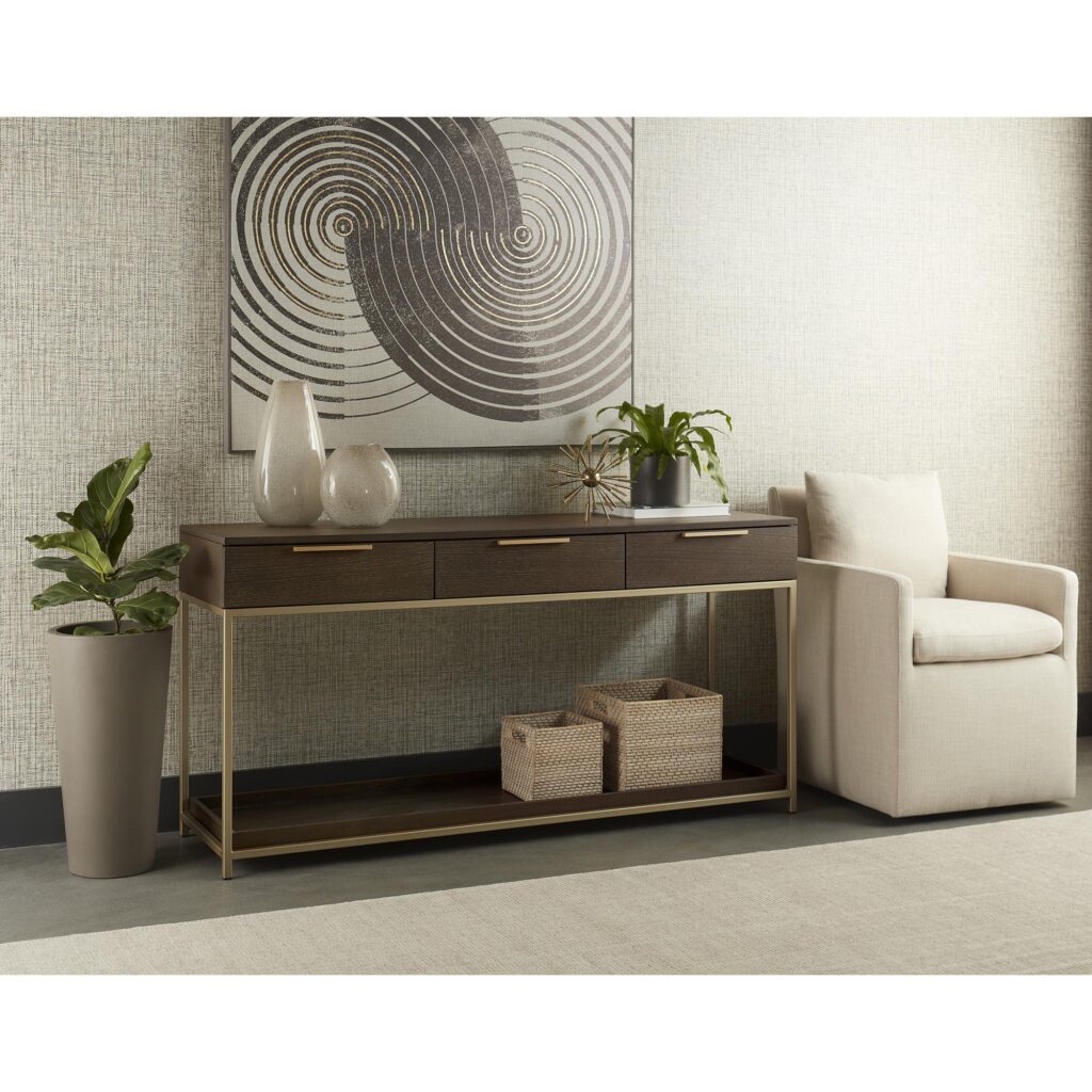 Rebel Console Table With Drawers  - Gold - Charcoal Grey - Image 7