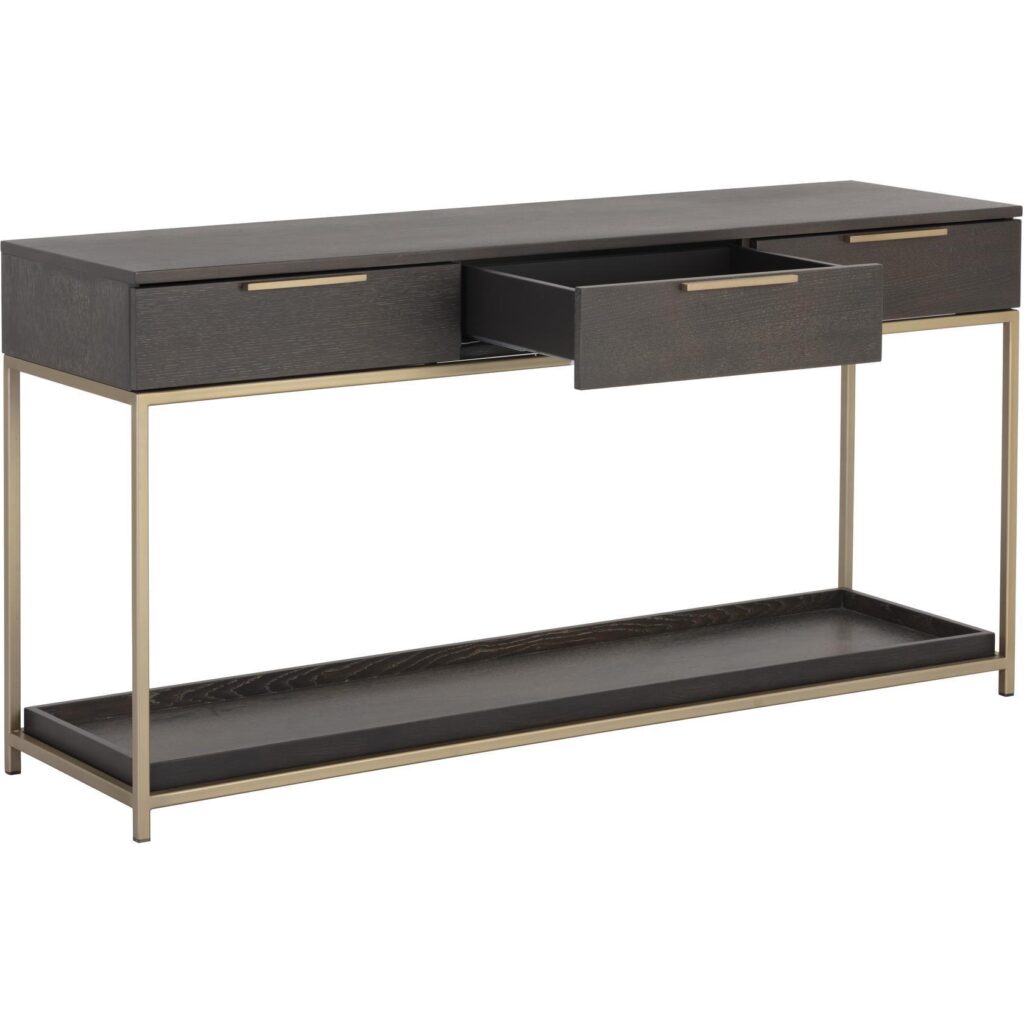 Rebel Console Table With Drawers  - Gold - Charcoal Grey - Image 2