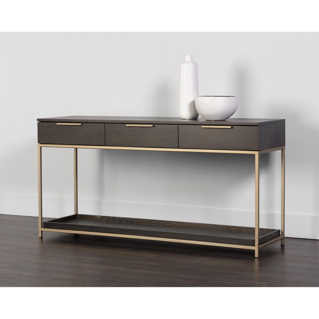 Rebel Console Table With Drawers  - Gold - Charcoal Grey - Image 4