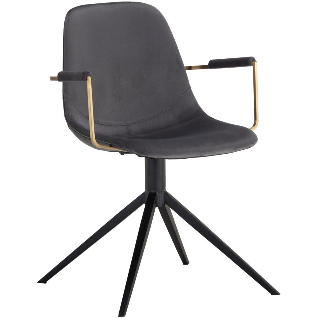 Cassius Swivel Dining Armchair - Slate Tint / Nightfall Black