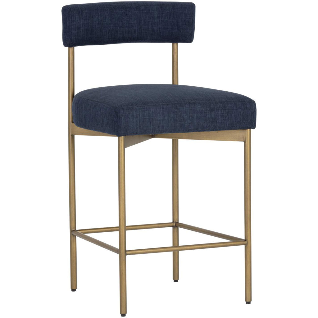 Seneca Counter Stool - Antique Brass - Arena Navy