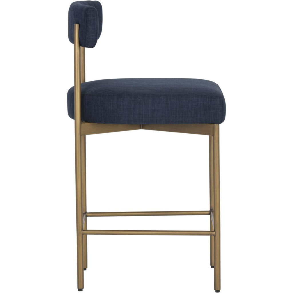 Seneca Counter Stool - Antique Brass - Arena Navy - Image 2