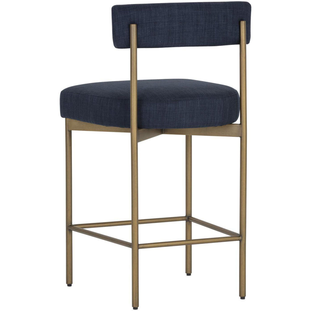 Seneca Counter Stool - Antique Brass - Arena Navy - Image 3